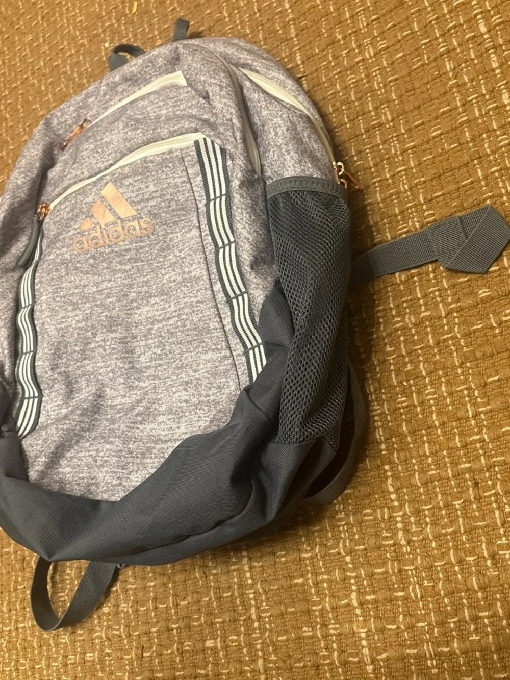 adidas Heather Gray and Rose Gold Accent Backpack - Picture 2 of 8
